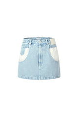 Light Blue Pocket Washed Denim Skirt