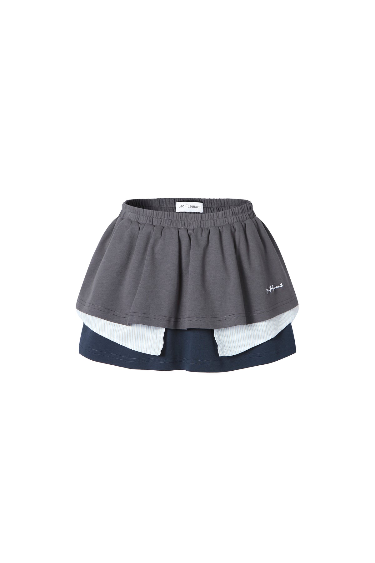 Layered Striped Contrast Shorts-Skirt Set