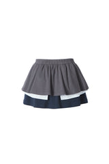 Layered Striped Contrast Shorts-Skirt Set