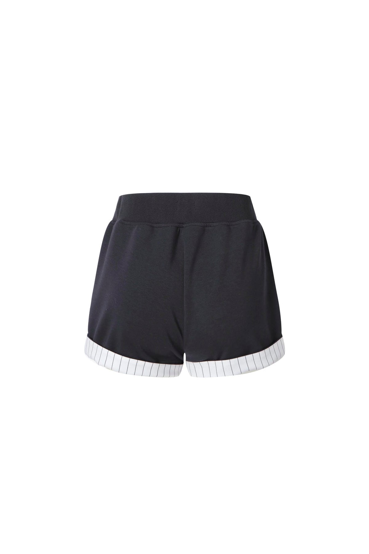 Embroidered Logo Striped Patchwork Rolled Hem Shorts – Set