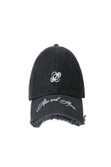 Denim slogan embroidered cap