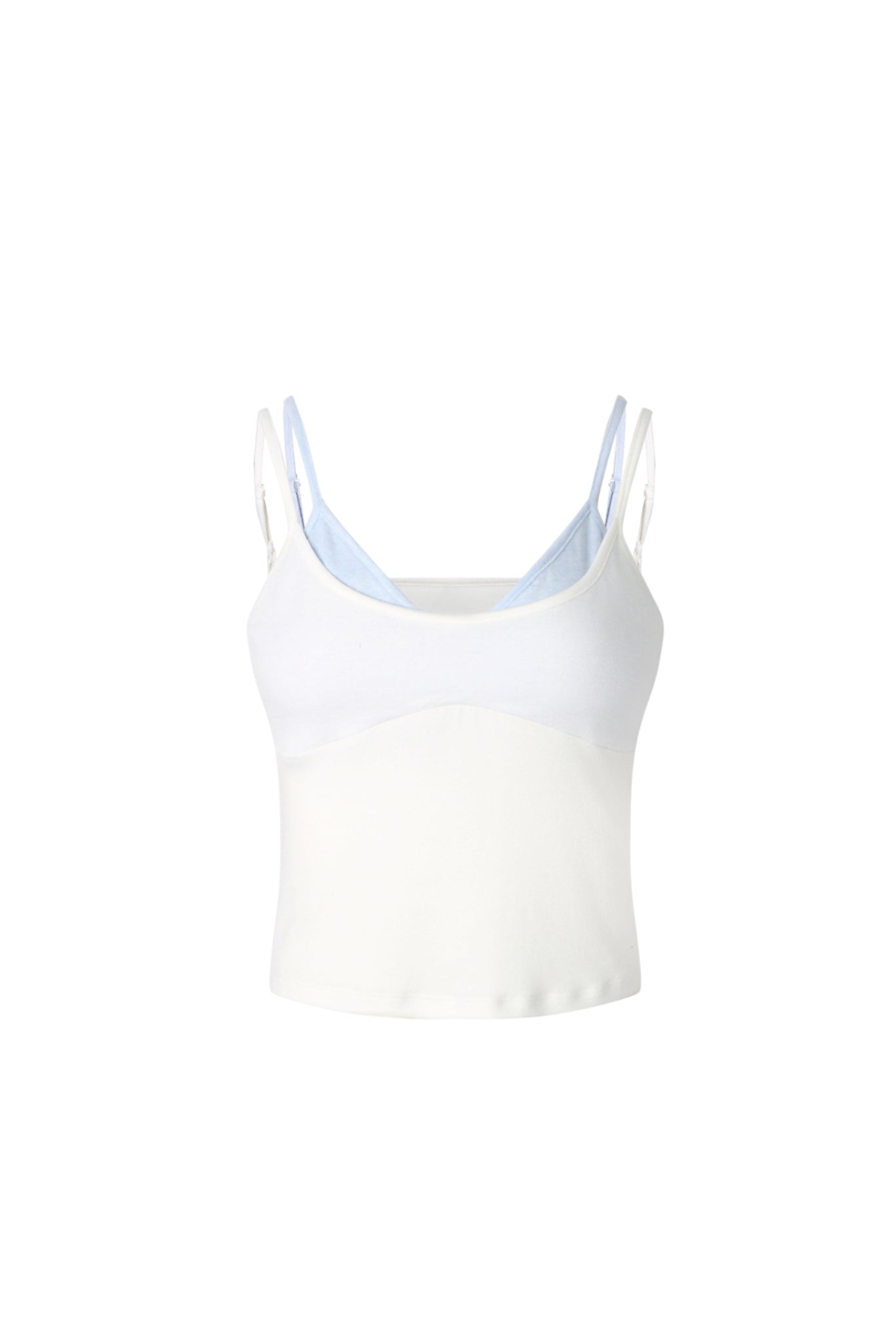 False Two-Piece White & Blue Strappy Top