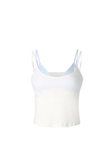 False Two-Piece White & Blue Strappy Top
