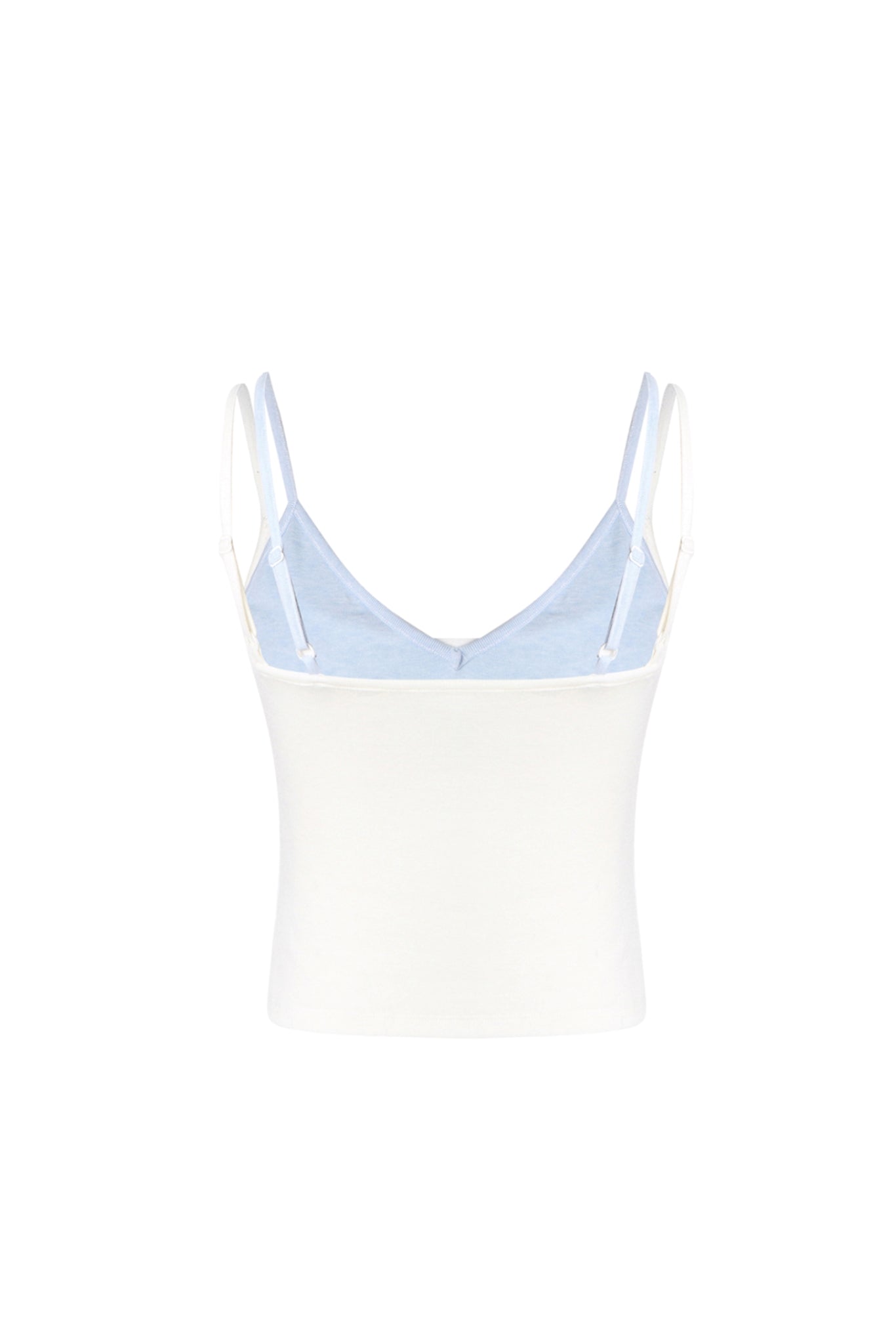 False Two-Piece White & Blue Strappy Top