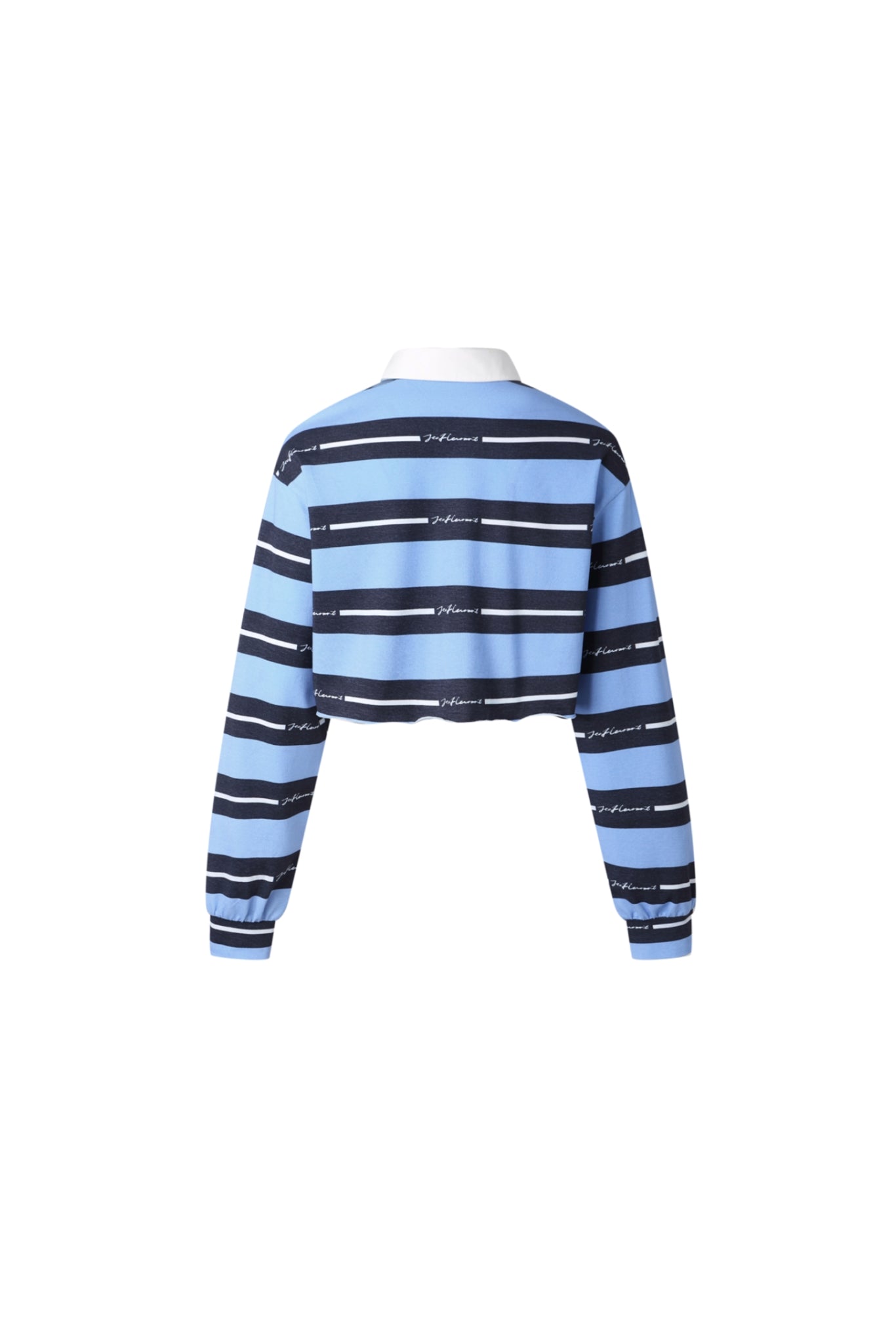 Navy & Blue Stripe Logo Tie Crop Top