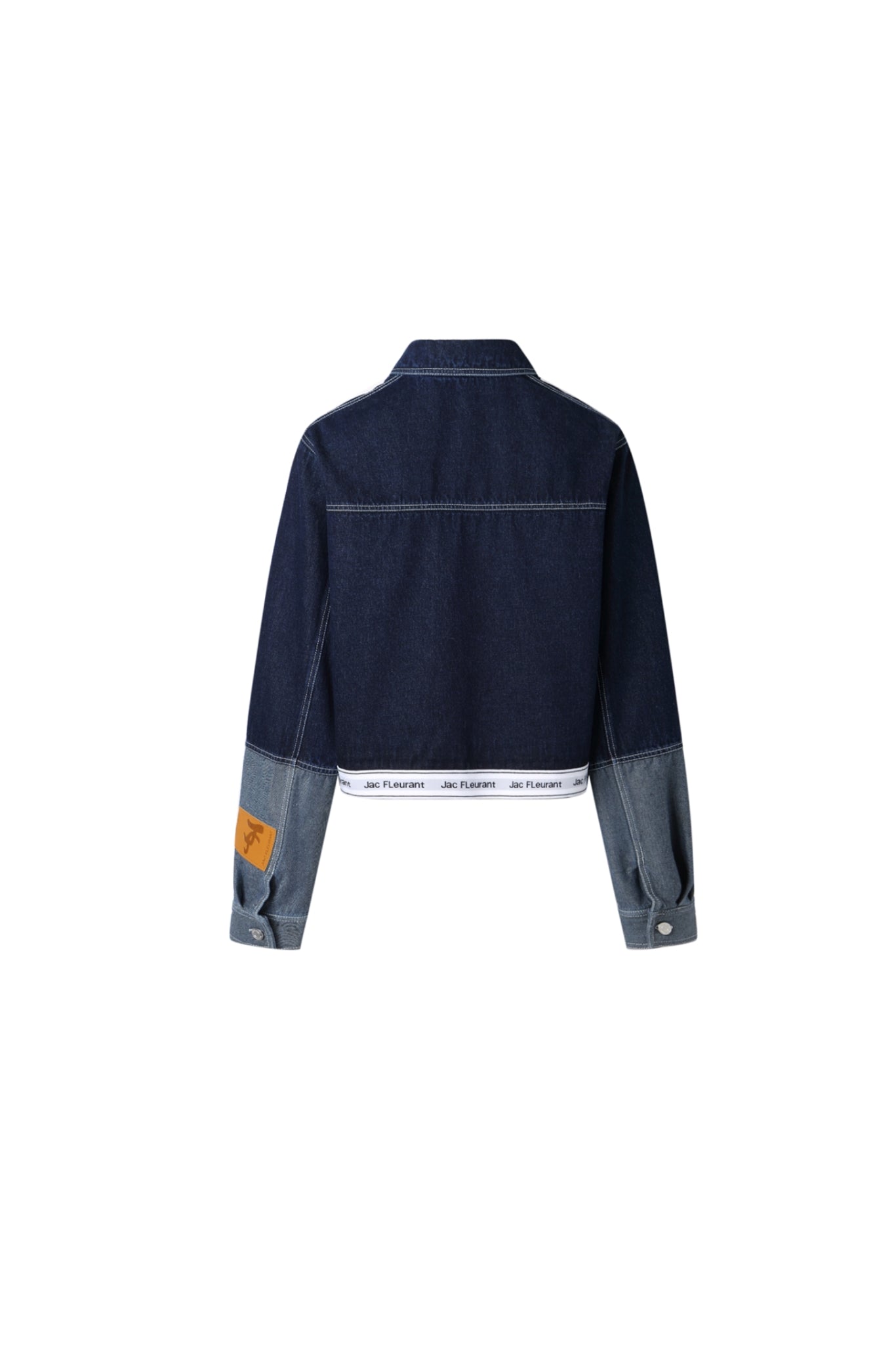 Elastic Rib Logo Raw Denim Panel Jacket