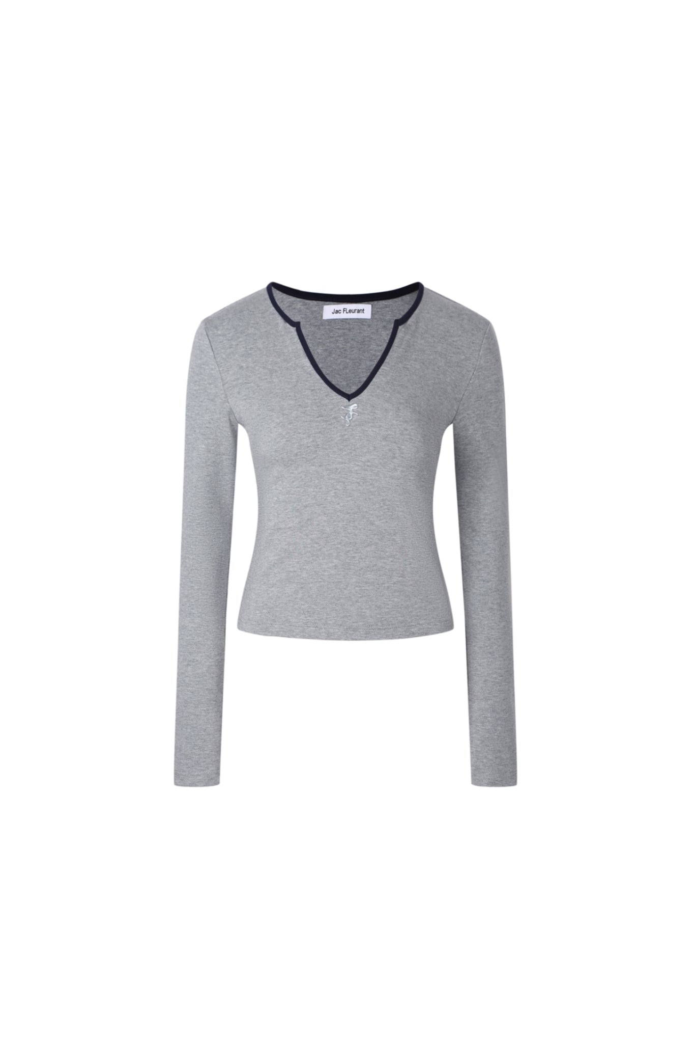 Grey & Blue V-Neck Top