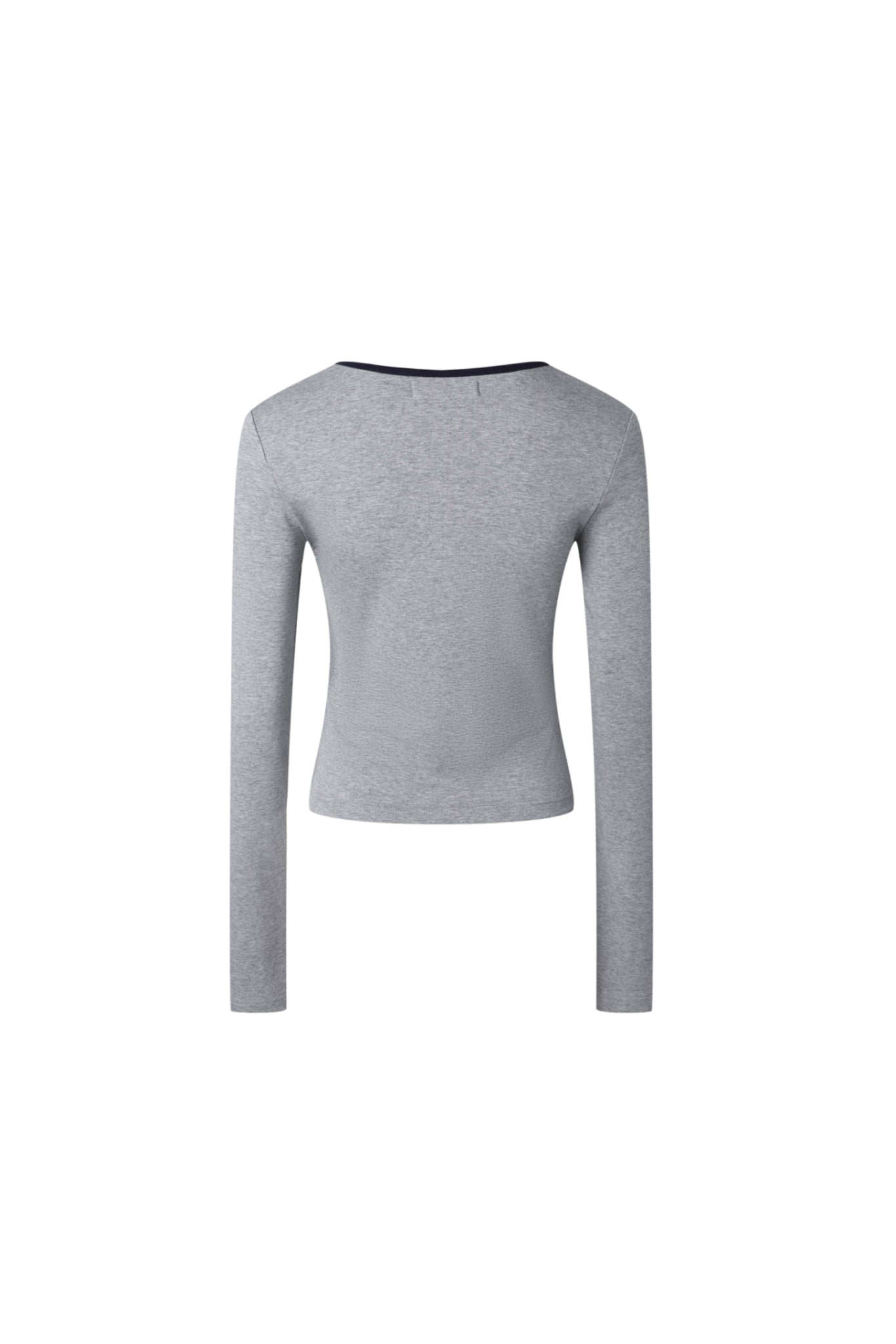Grey & Blue V-Neck Top