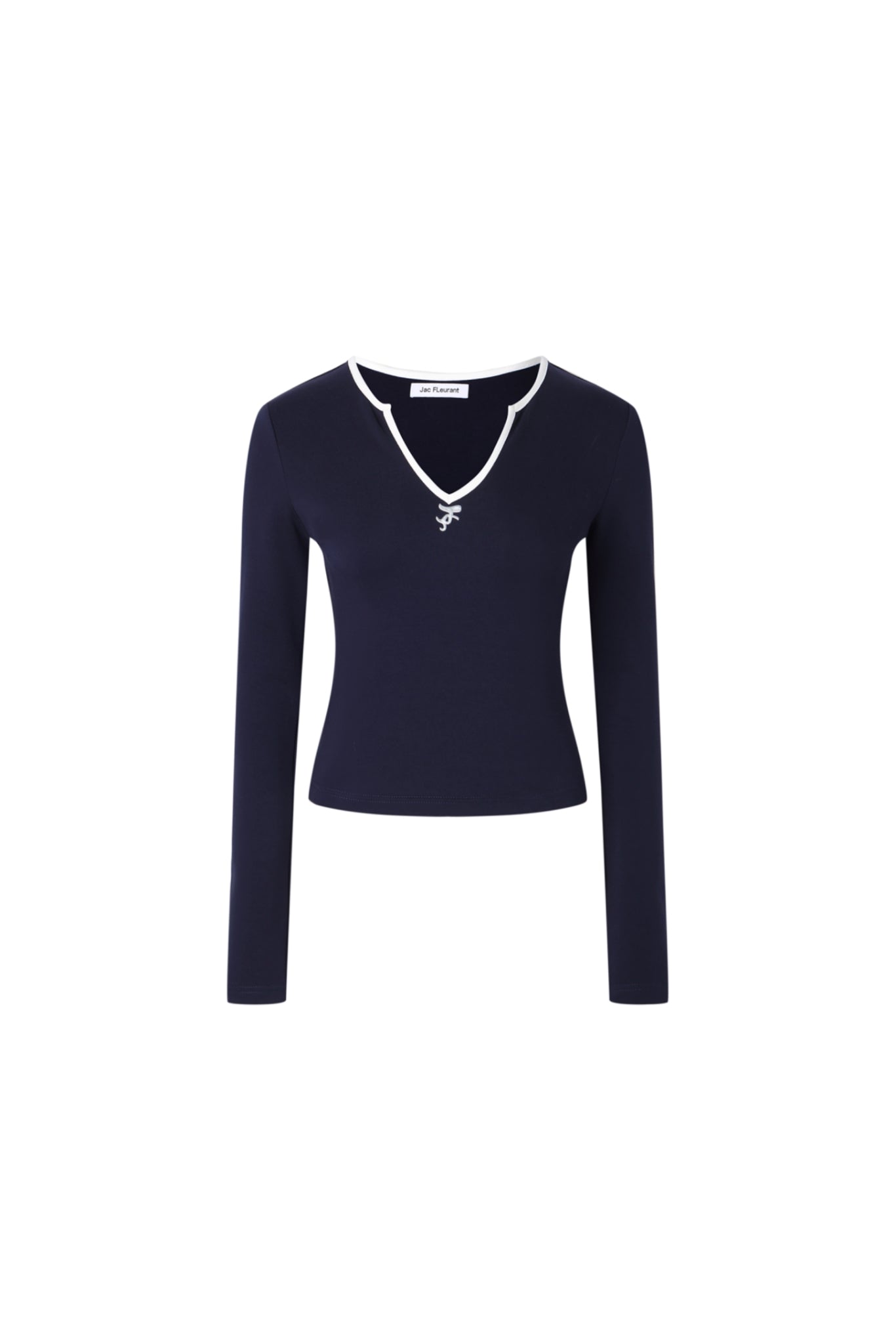 Blue & White V-Neck Top