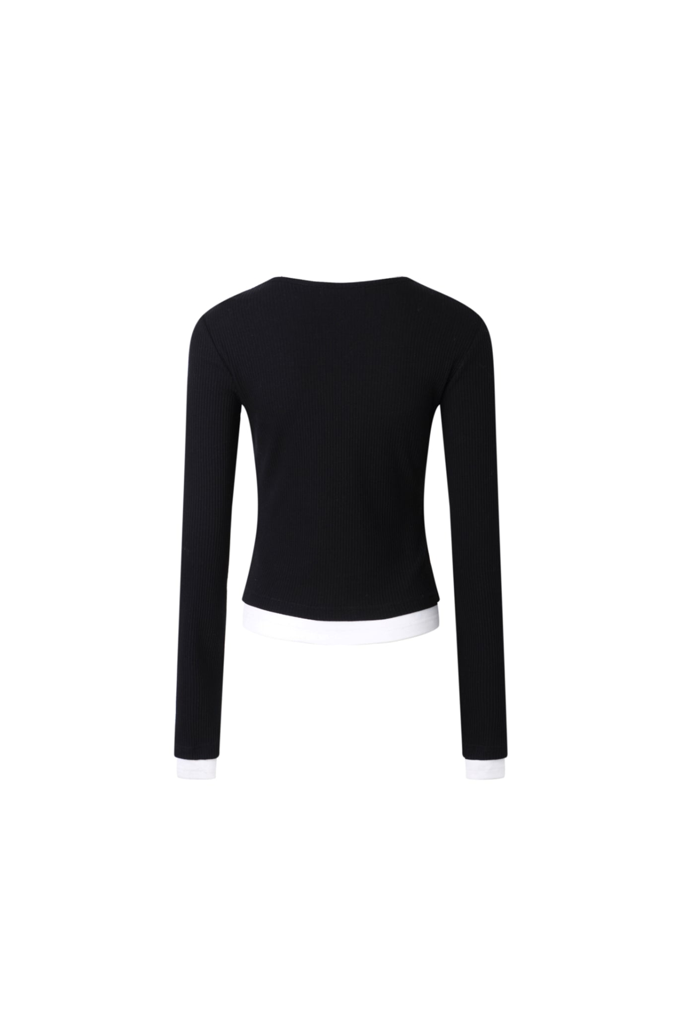 Black & White False Two-Piece Dual Collar Top