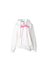 3D PU Print Logo Asymmetric Zip Hoodie