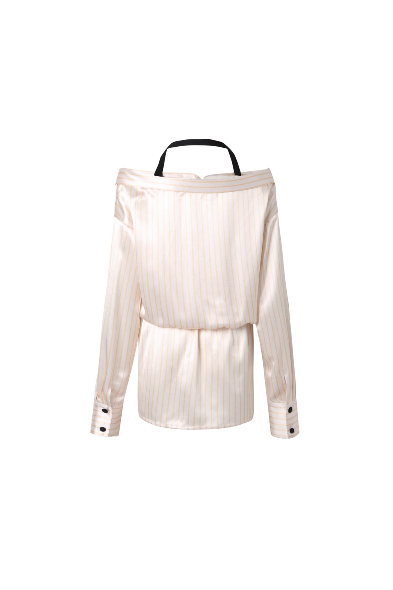 Champagne Stripe Halter Satin Dress