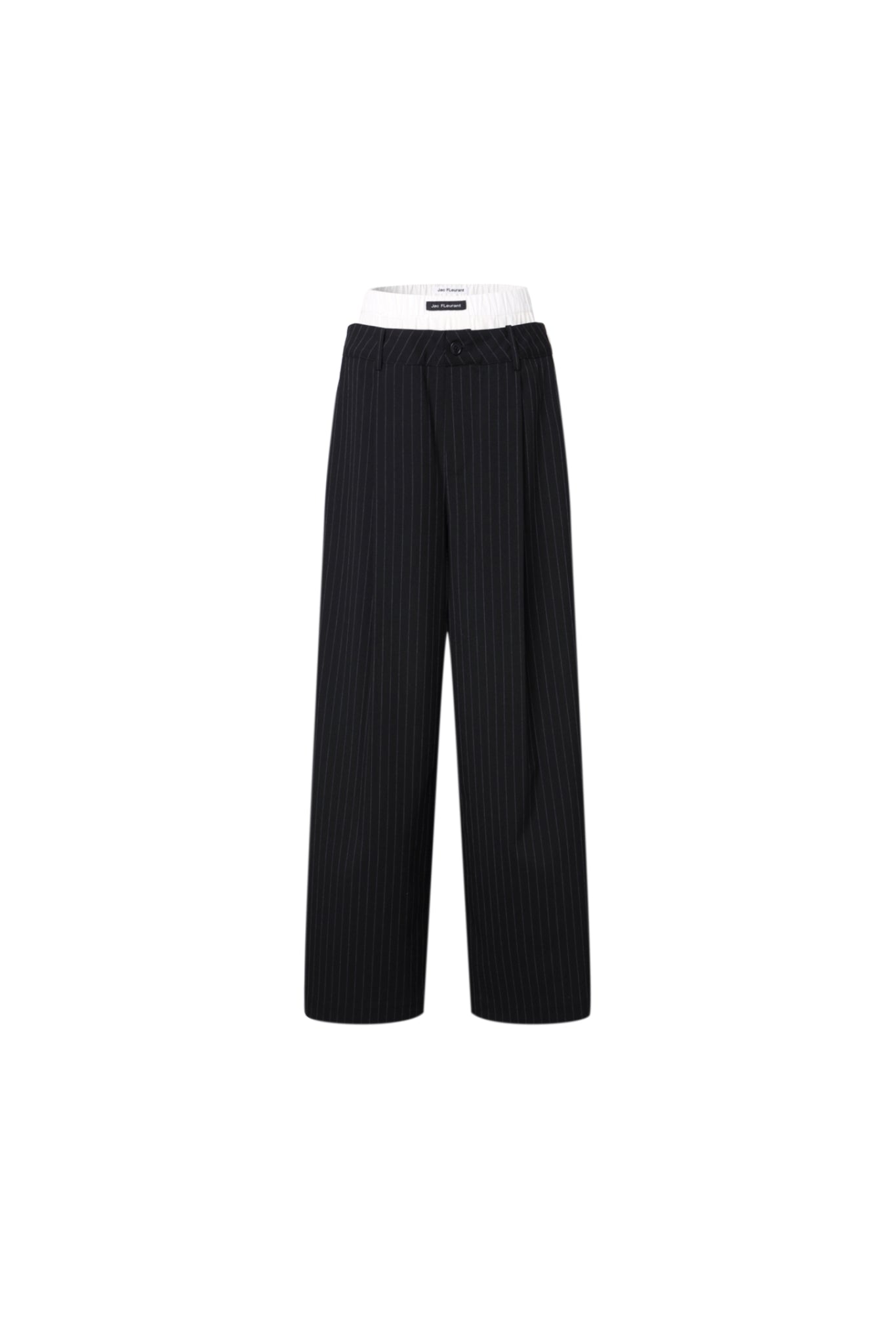 Black & White False Two-Piece Double Waist Stripe Trousers
