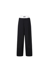 Black & White False Two-Piece Double Waist Stripe Trousers