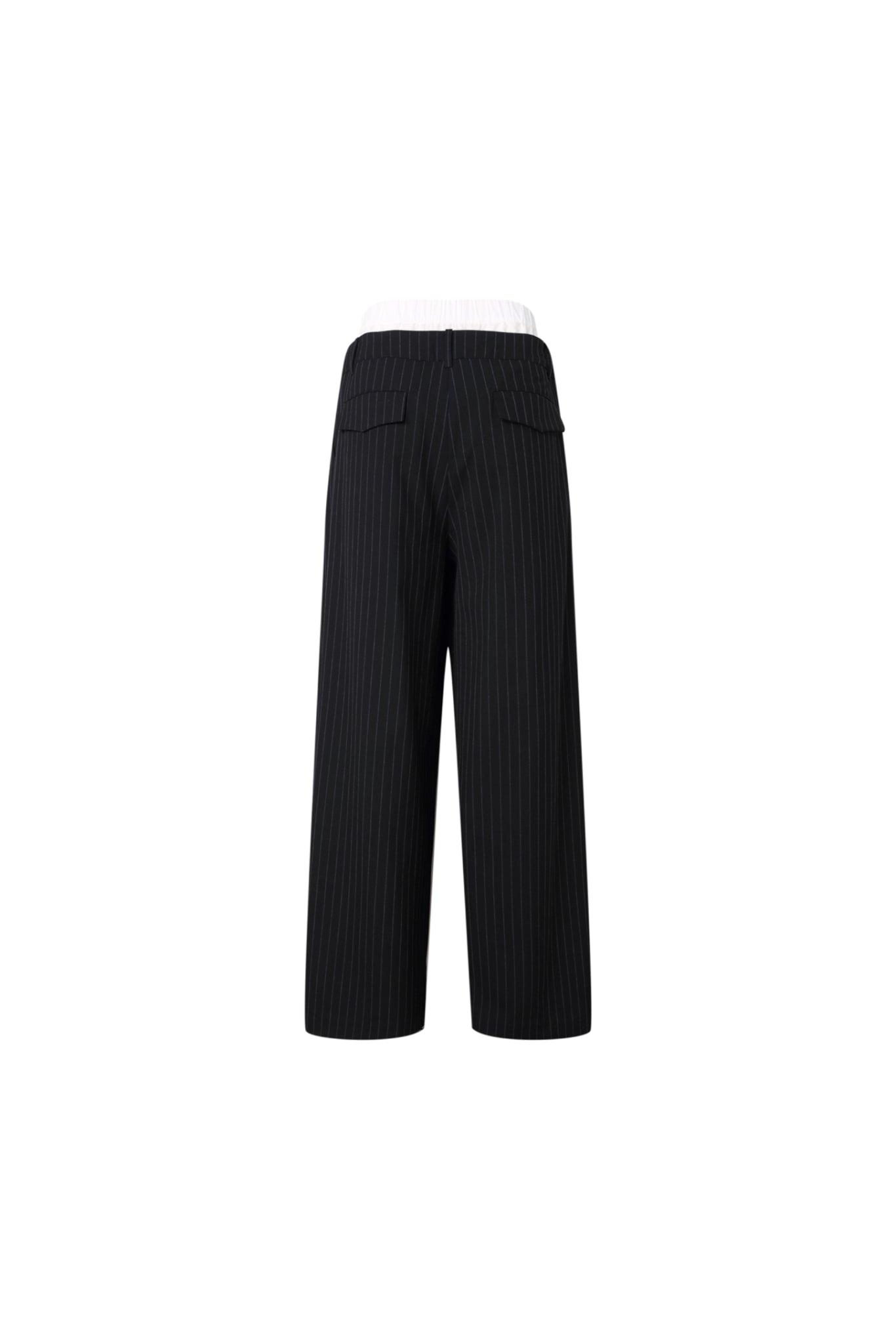 Black & White False Two-Piece Double Waist Stripe Trousers