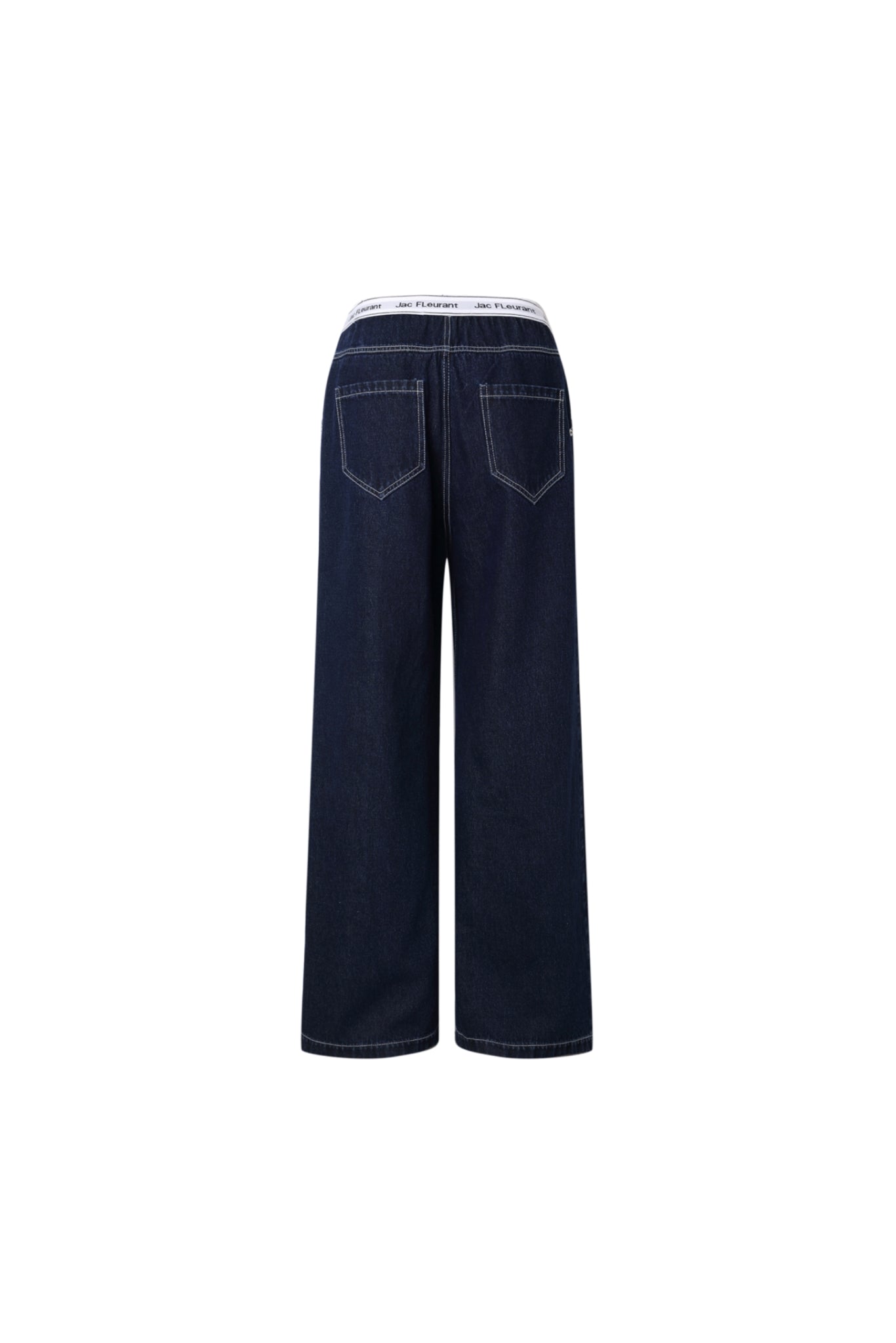Elastic Rib Logo Raw Denim Jeans