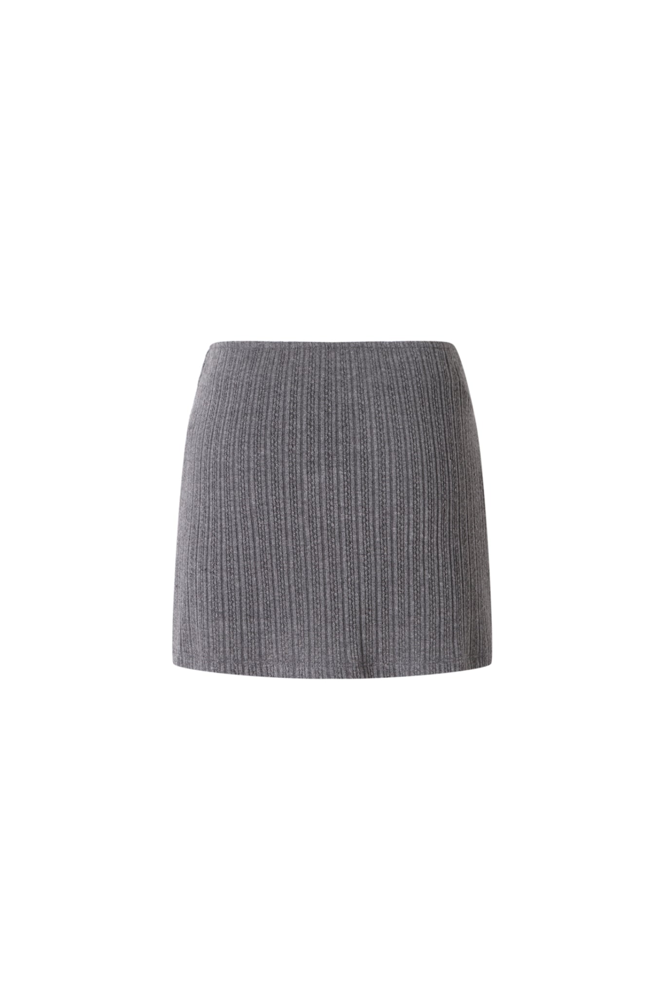 Grey Knit Button Detail Short Skirt