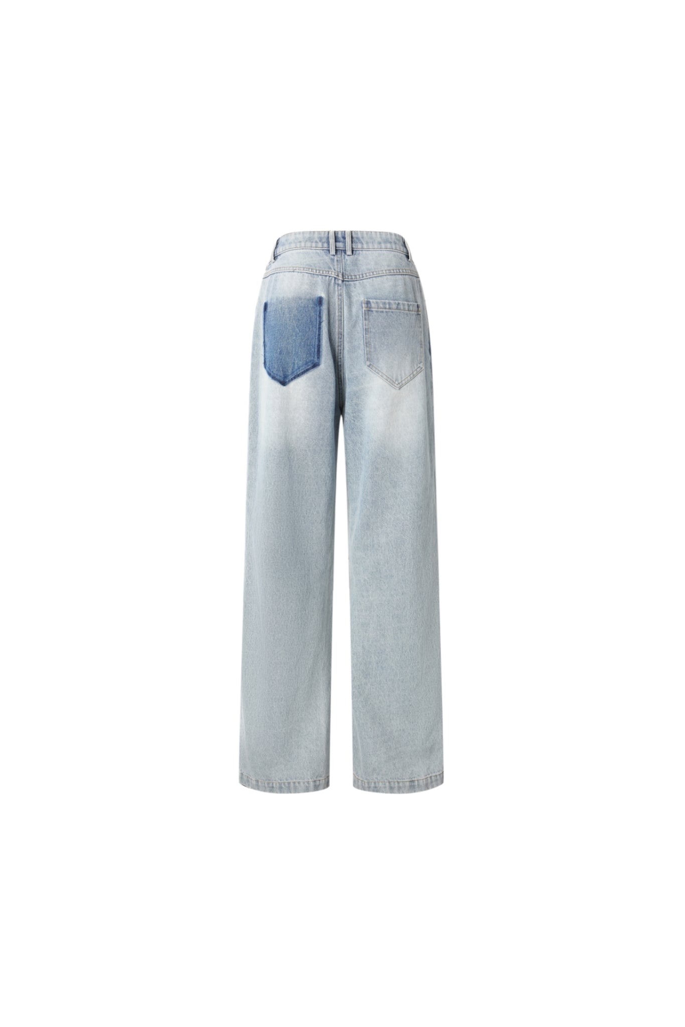 Blue Ripped Logo Straight Leg Jeans