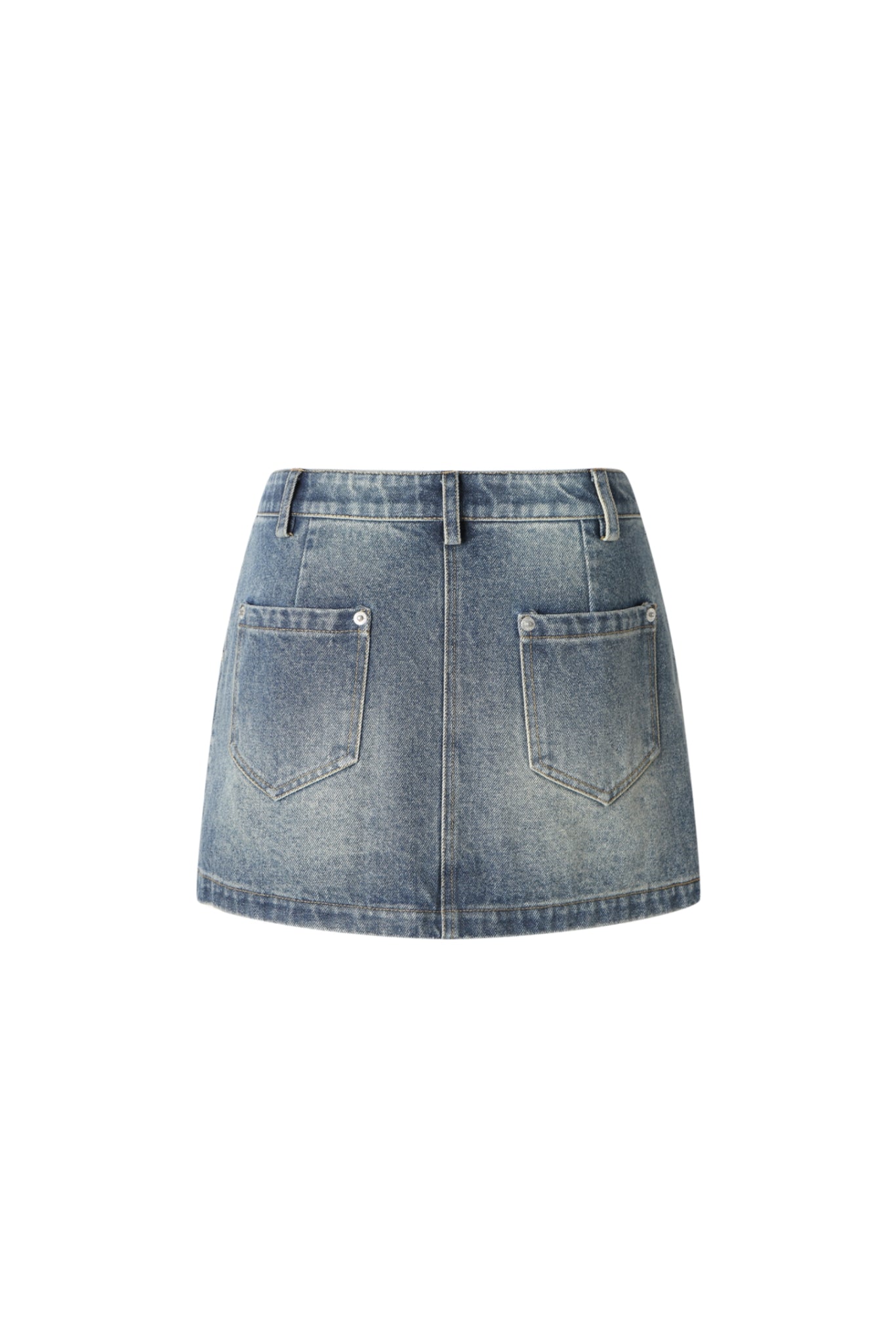 Blue Washed Pocket Mini Skirt
