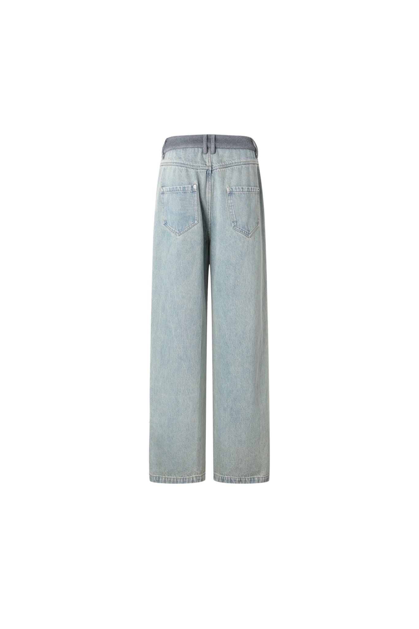 Glitter Waist Panel Half-Zip Jeans