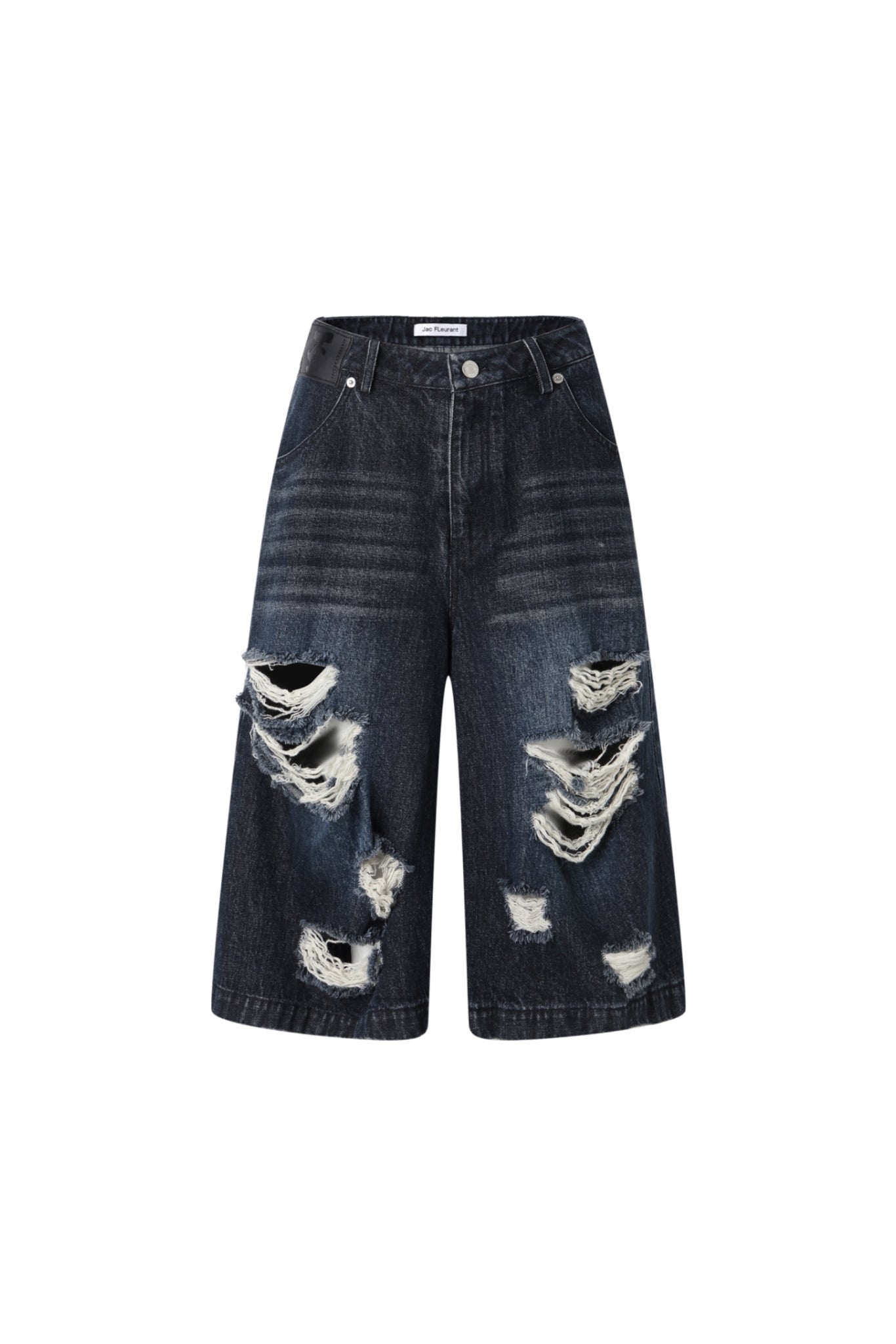 Black Washed Ripped Denim Capris