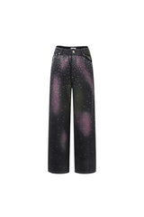 Black Starry Sky Rhinestone Wash Jeans