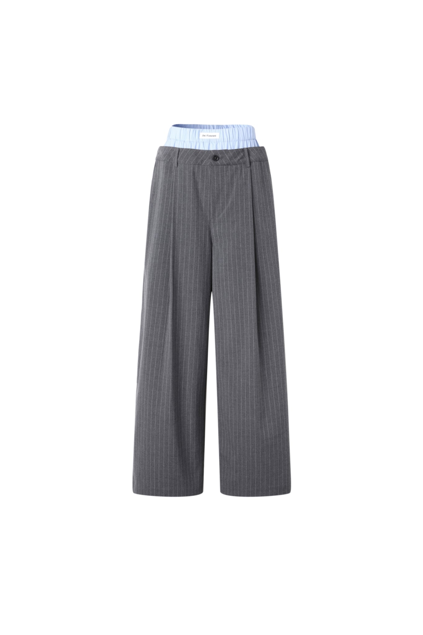 Blue & Grey Two-Piece Double Waist Stripe Trousers