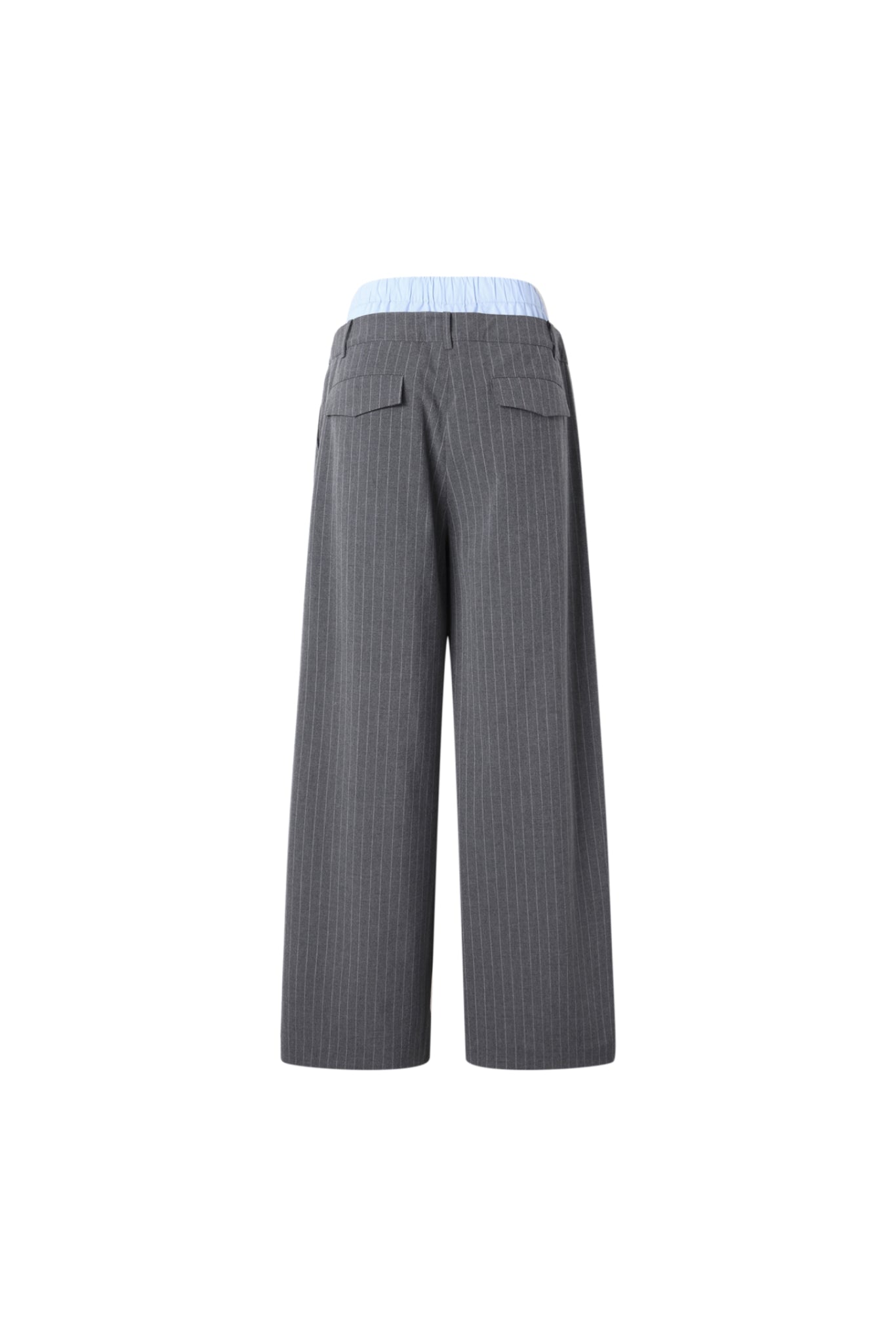 Blue & Grey Two-Piece Double Waist Stripe Trousers