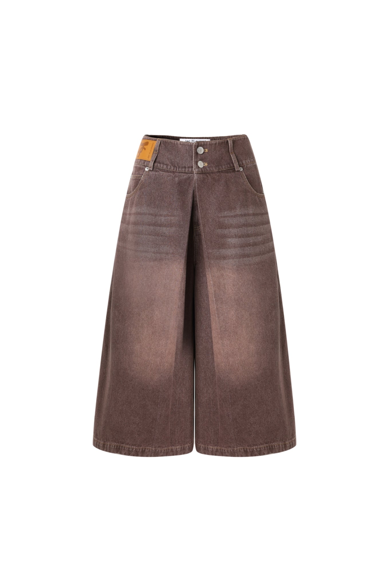 Brown Washed Denim Capris