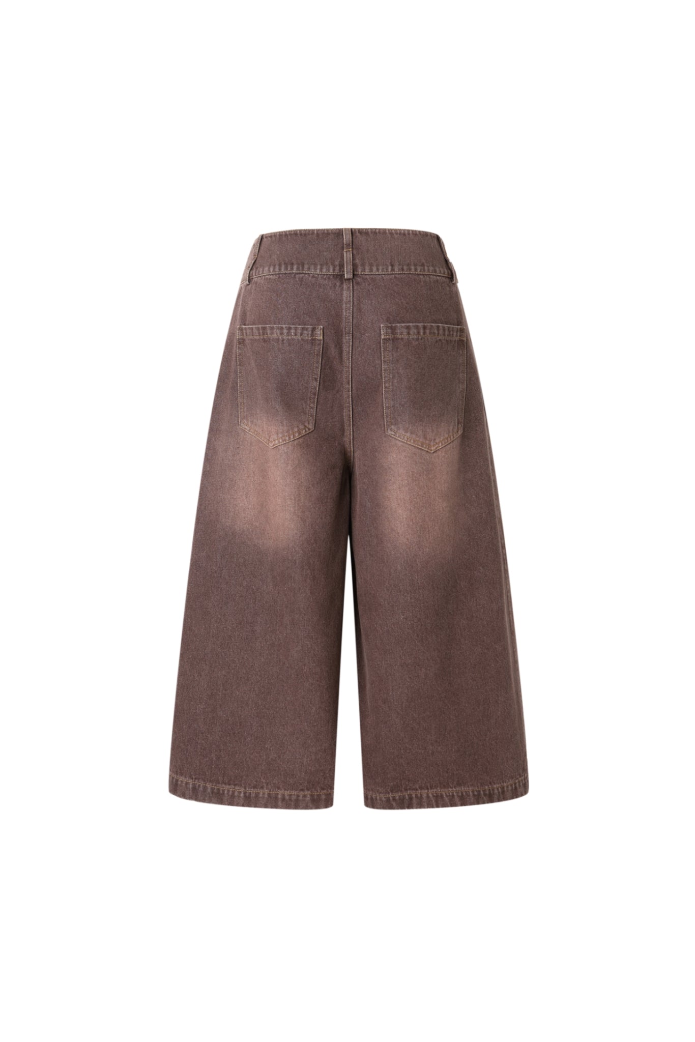 Brown Washed Denim Capris