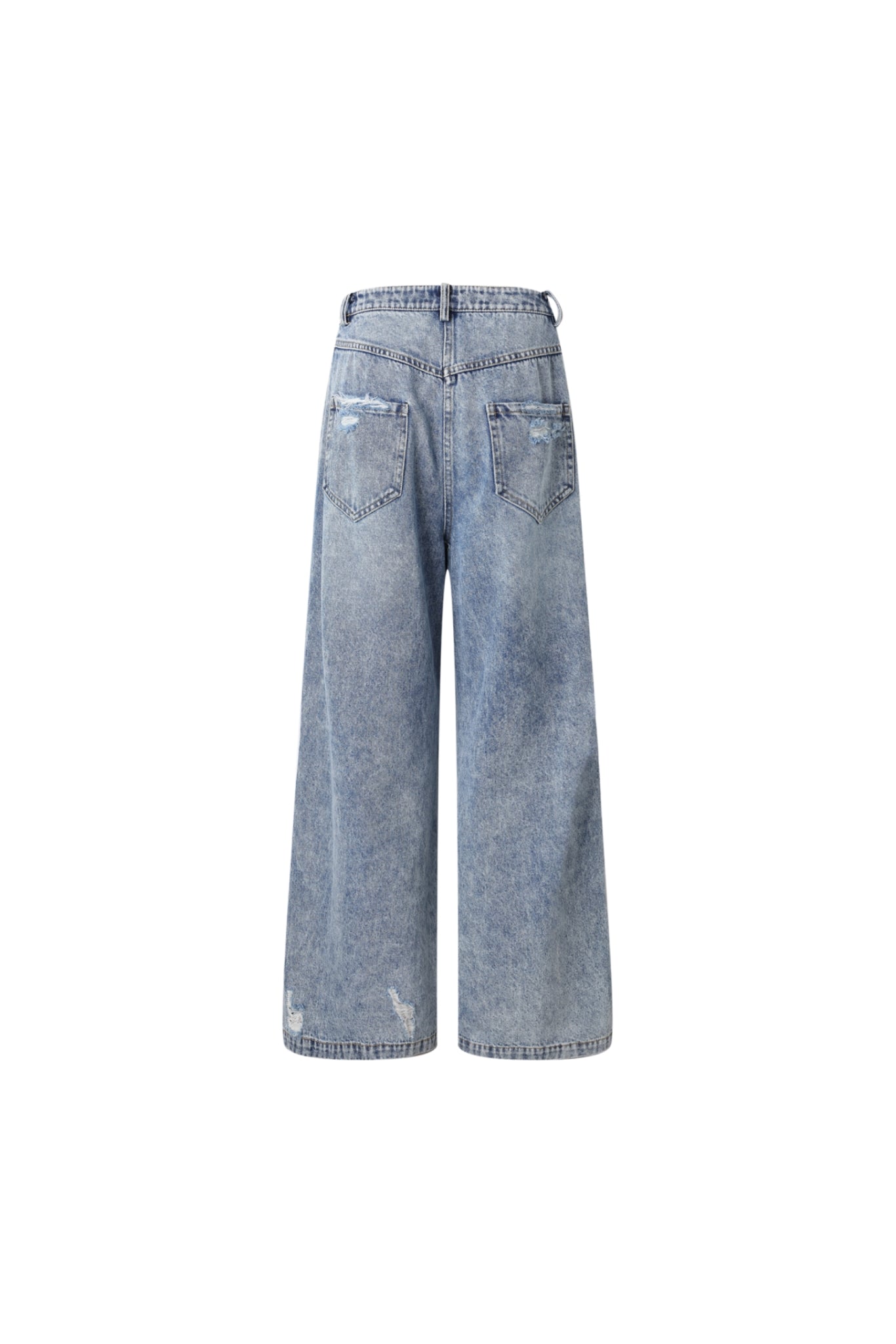 Large Pocket Distressed Wide-Leg Jeans