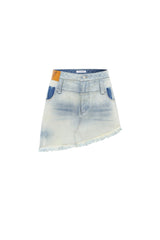 Irregular Hem Raw Edge Denim Mini Skirt