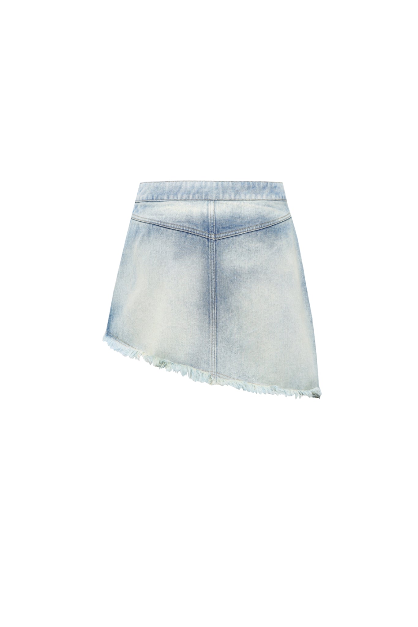 Irregular Hem Raw Edge Denim Mini Skirt