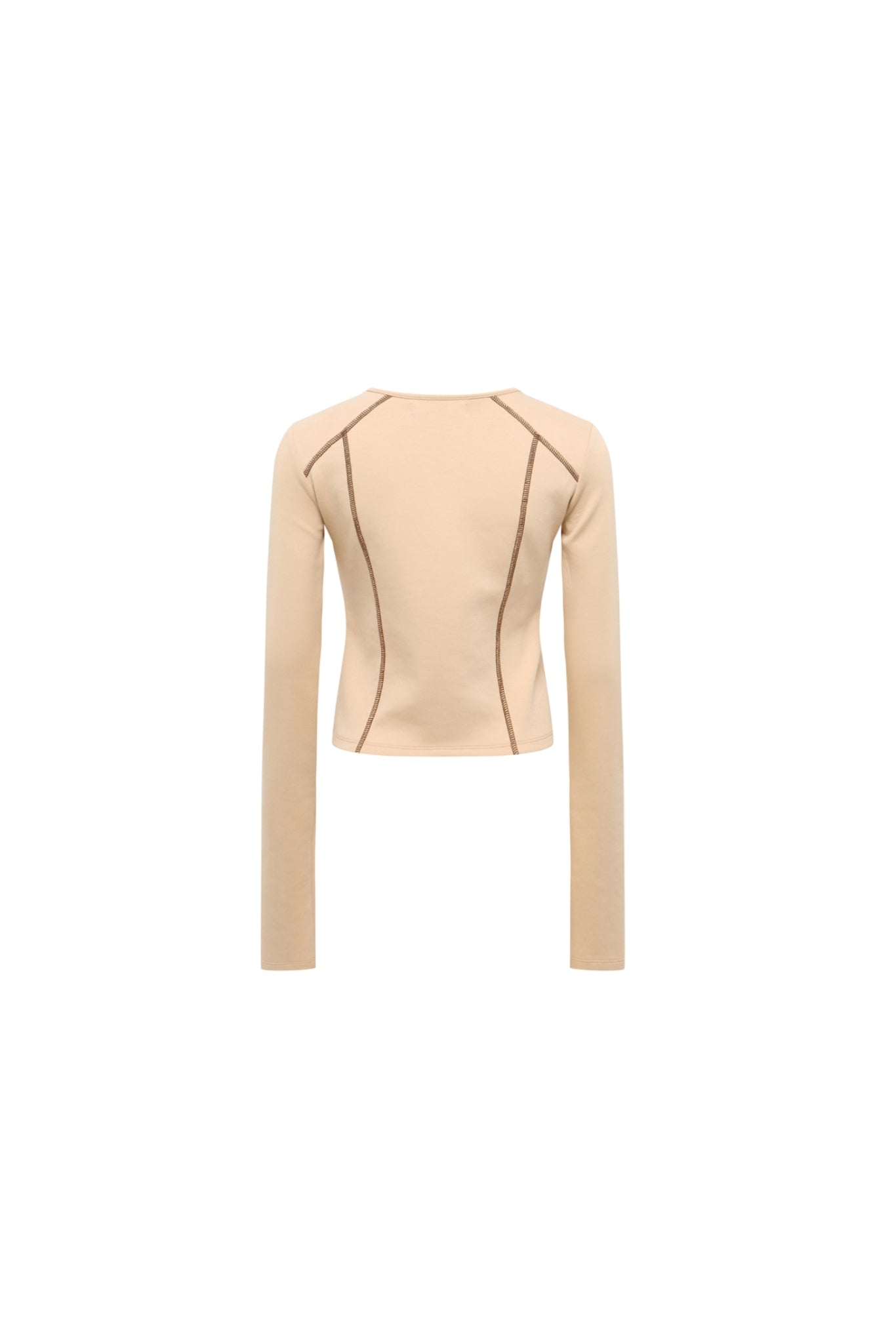 Brown Topstitch Embroidered Logo Top