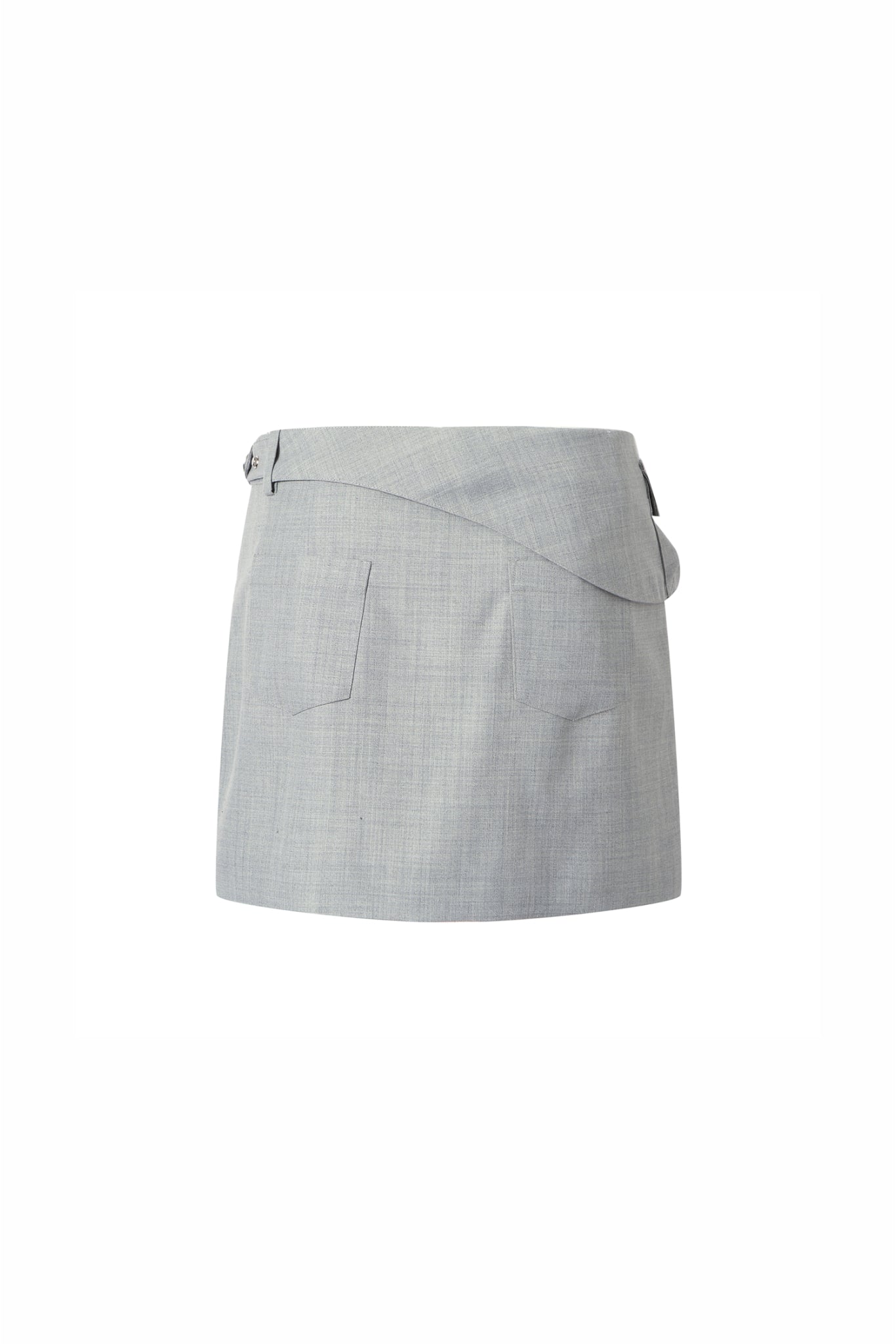 Belted Panel Pocket Slit Asymmetrical Skirt