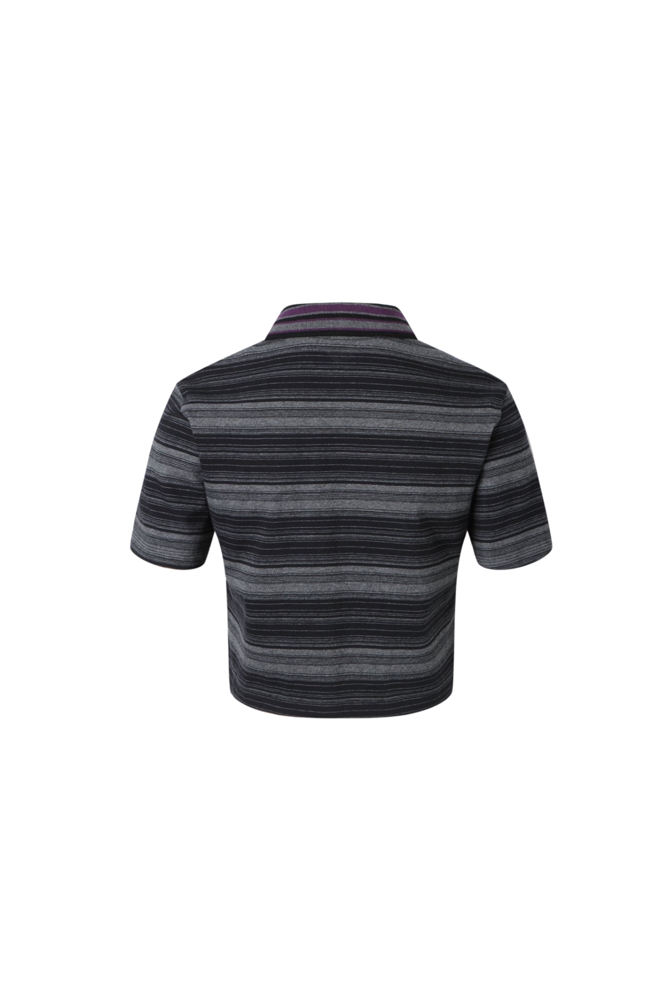 Black & Grey V-Neck Striped Polo