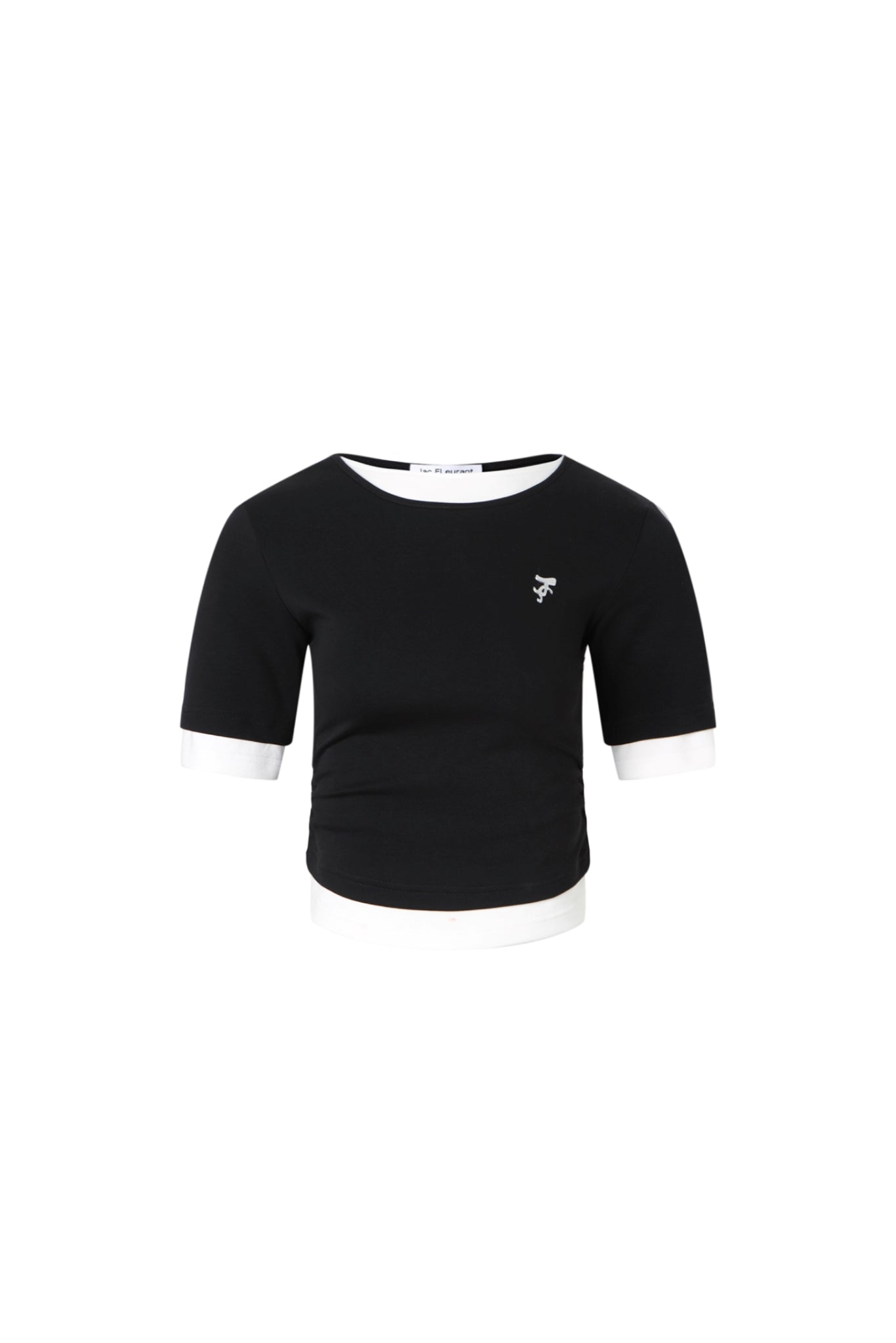 Black & White False Two-Piece 3/4 Sleeve Top