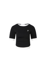 Black & White False Two-Piece 3/4 Sleeve Top