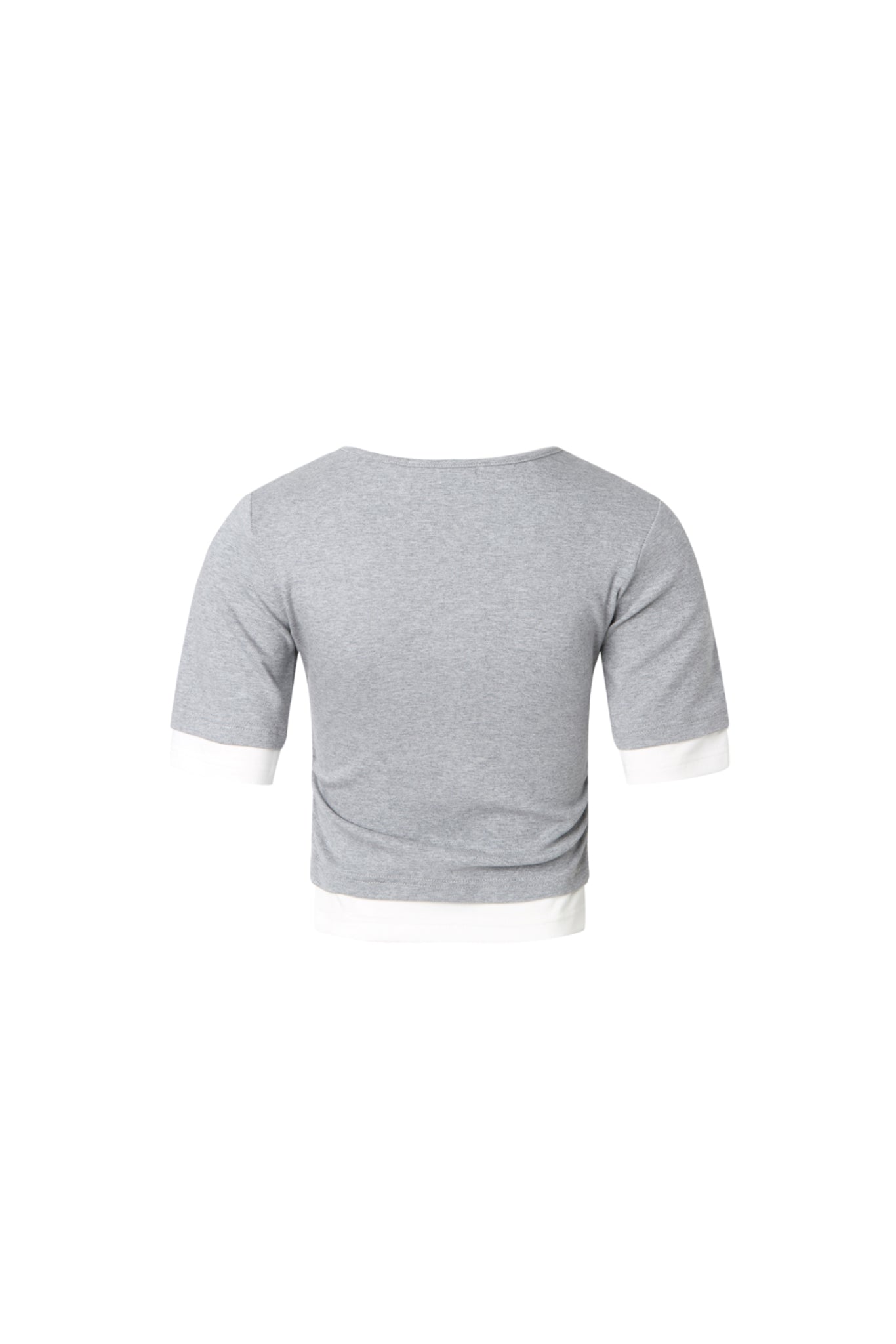 Grey & White False Two-Piece 3/4 Sleeve Top