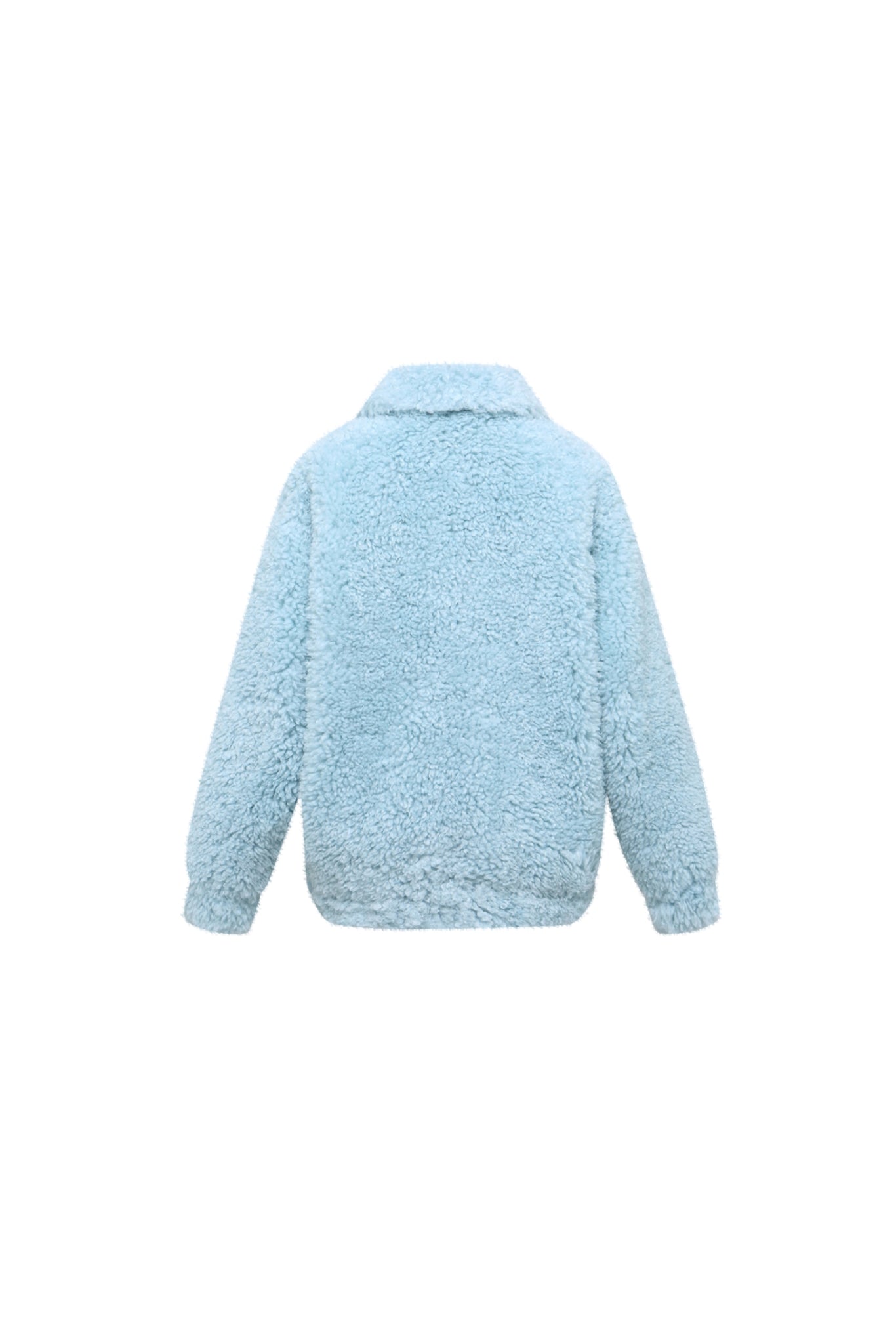 Blue Faux Fur & Leather Pocket Zip Jacket