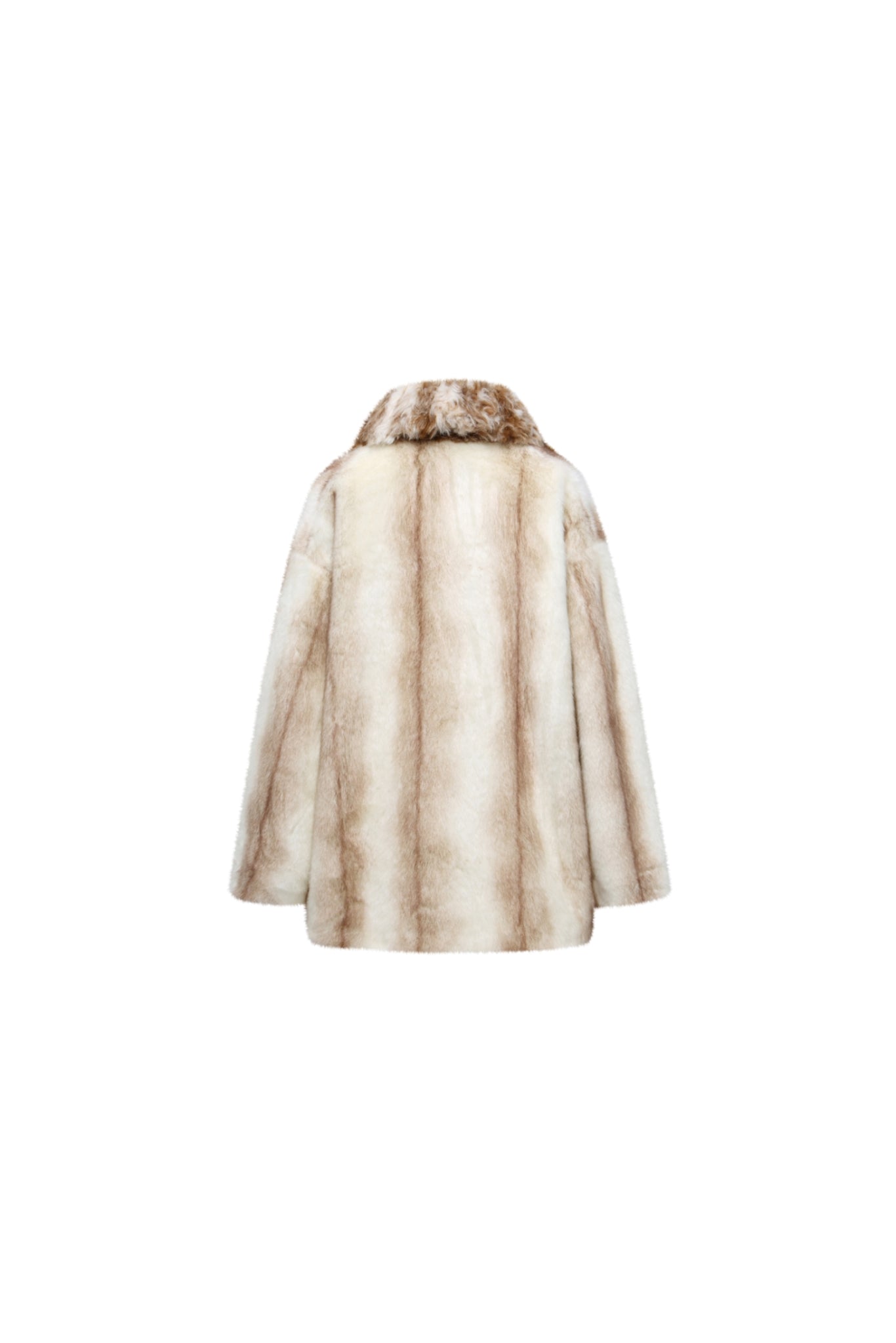 Tie-Dye Fur Collar Faux Fur Coat
