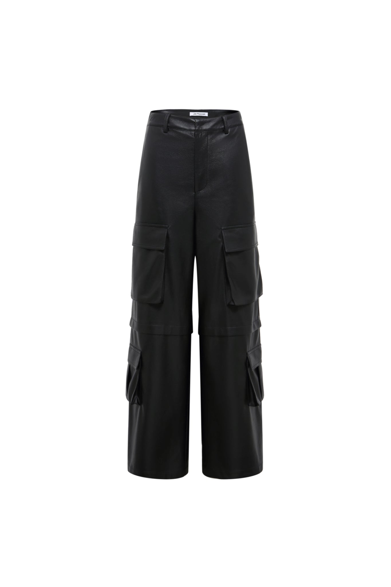Black Cargo Leather Pants