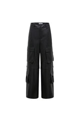 Black Cargo Leather Pants
