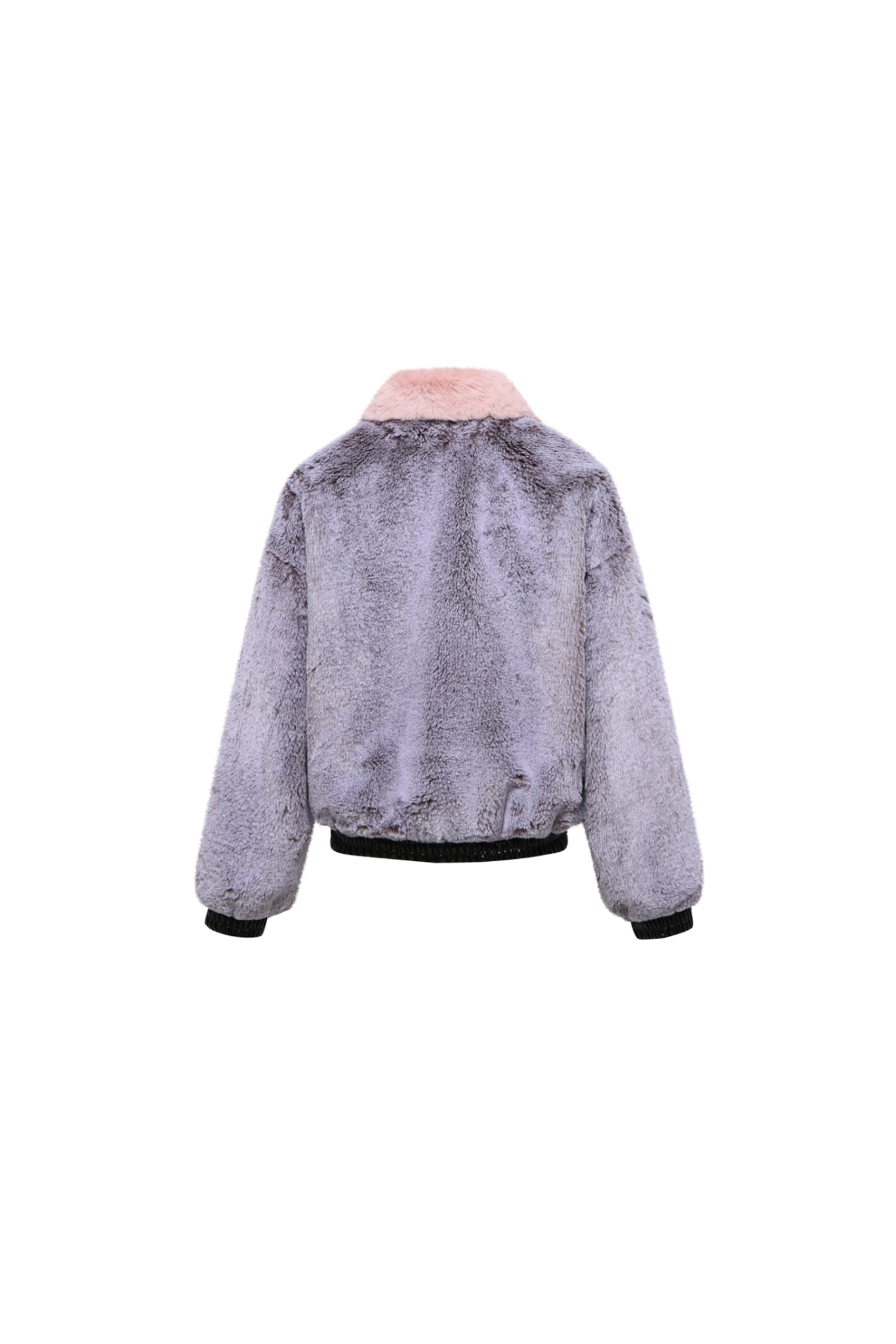Pink Fur Collar Faux Fur Jacket