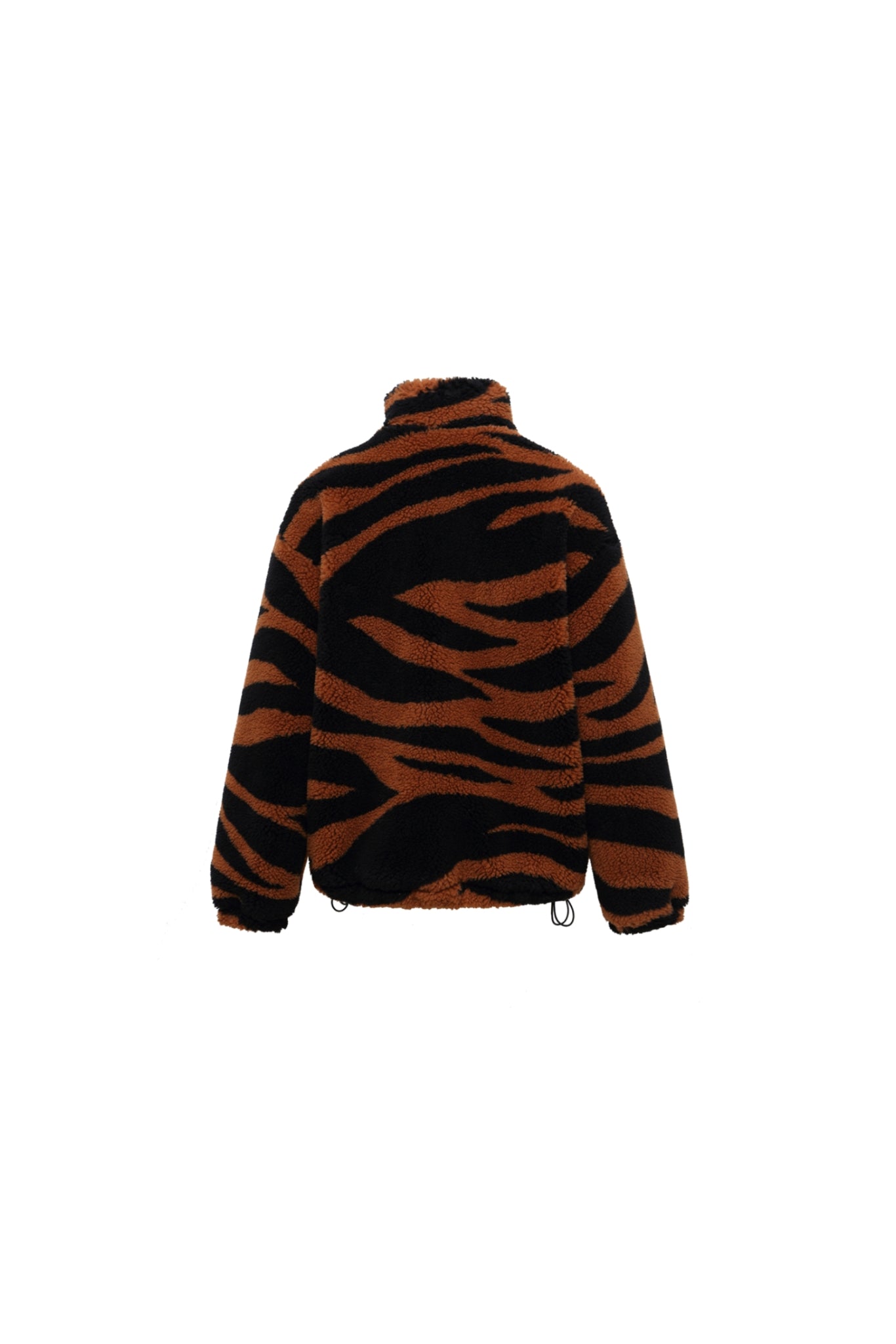 Black & Brown Tiger Print Zip Faux Fur Jacket