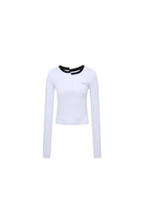 Black & White Misplaced Neckline Long Sleeve Top
