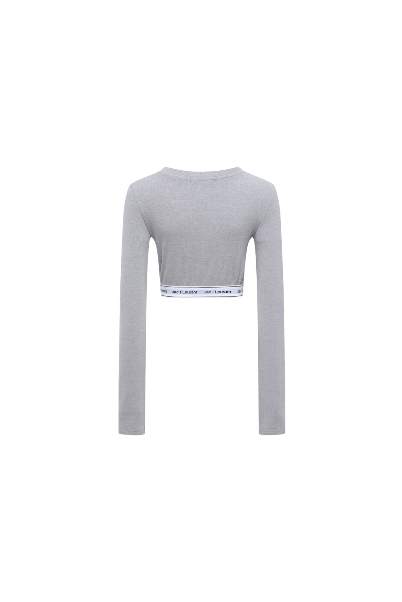 Grey Logo Elastic Ribbing Long Sleeve Top