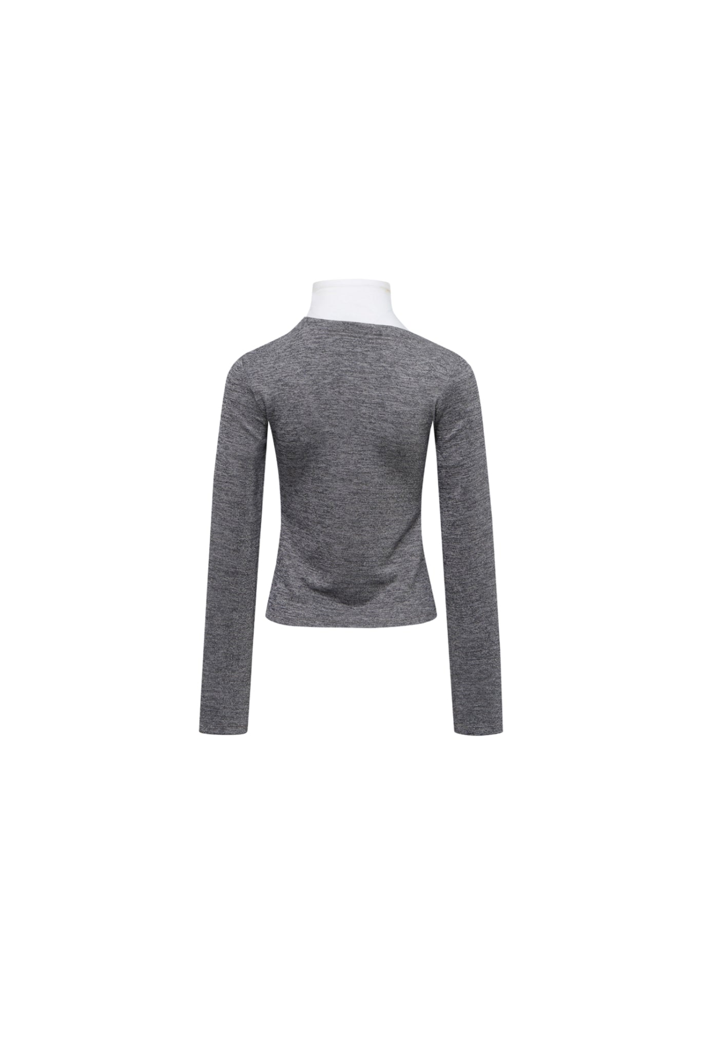 Grey Glitter Raw Edge High Neck Top