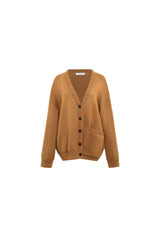 Brown Topstitch Single Pocket Cardigan