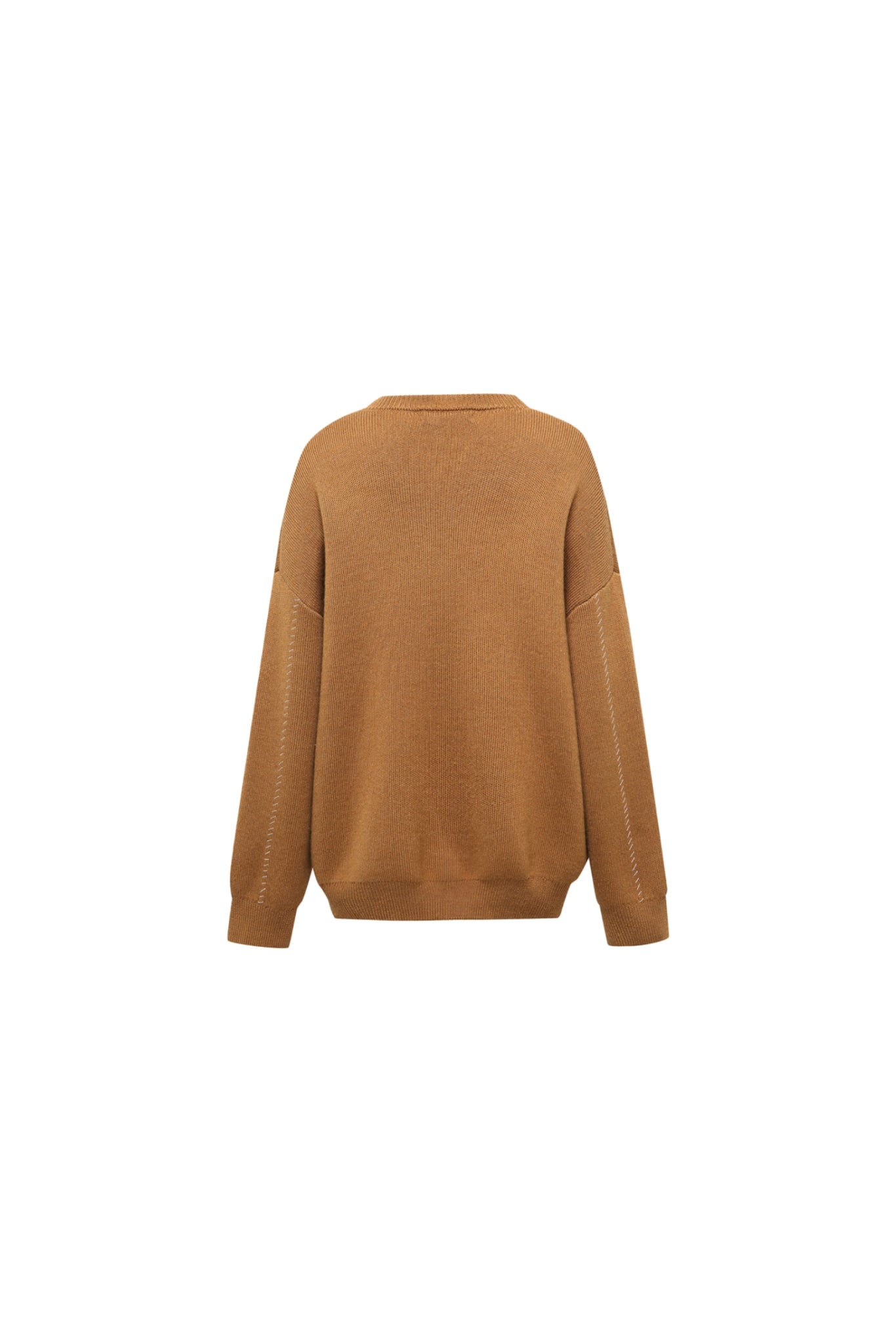 Brown Topstitch Single Pocket Cardigan